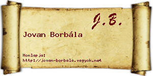 Jovan Borbála névjegykártya